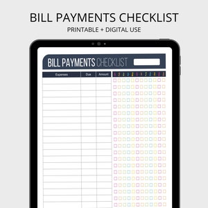 Bill Tracker Printable - Fillable - Personal Finance Organizing pdf - INSTANT DOWNLOAD, Bill Payments Checklist, Bill Organizer