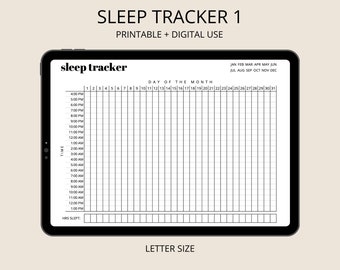 Sleep Tracker - Sleep Journal, Sleep Log, Sleep Patterns, Health Tracker, Wellness Tracker, Printable PDF