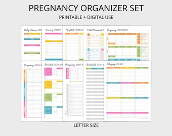 Pregnancy Organizer Set - Pregnancy Planner - Fillable Pregnancy Printables - Prenatal Printables - Pregnancy Journal - INSTANT DOWNLOAD