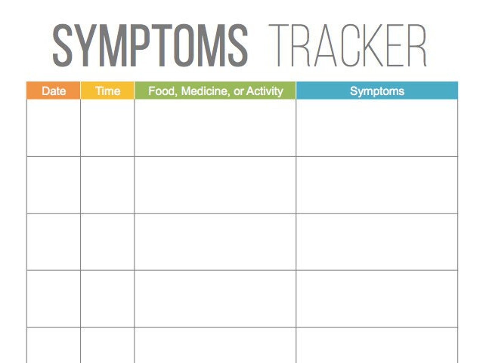 Symptoms Tracker Printable for Health and Medical INSTANT | Etsy