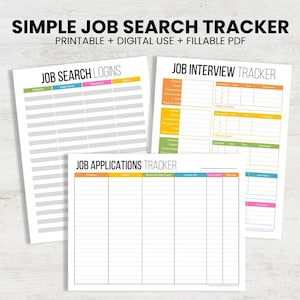 Job Search Organizer Set - job search tracker, interview tracker, website logins