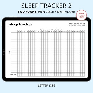 Sleep Tracker Sleep Journal, Sleep Log, Sleep Patterns, Health Tracker, Wellness Tracker, Printable PDF image 3