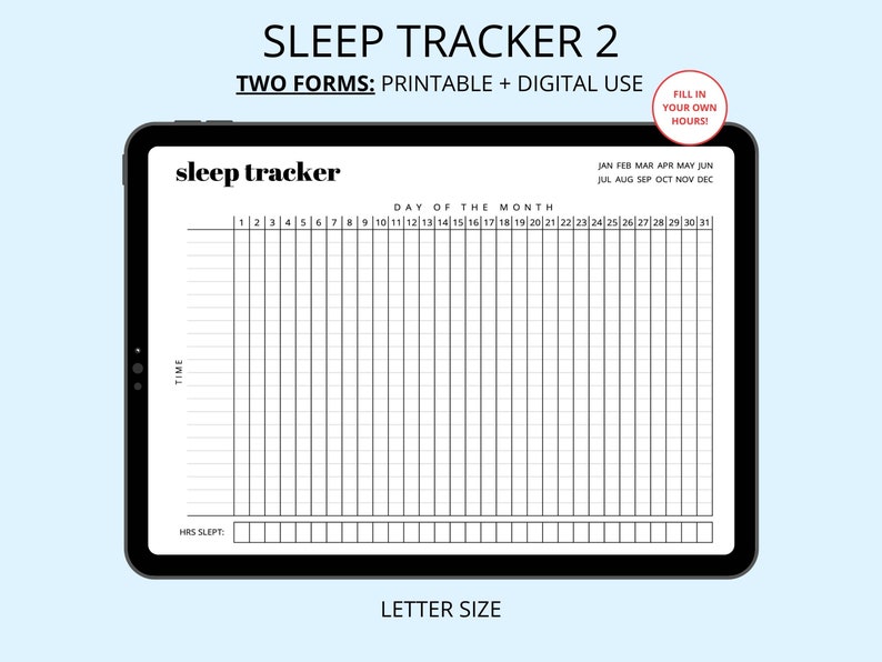 Sleep Tracker Sleep Journal, Sleep Log, Sleep Patterns, Health Tracker, Wellness Tracker, Printable PDF image 3