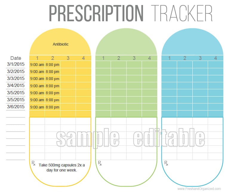 Prescription Tracker Printable Medical Printable Etsy Prescription Tracker Printable Medical Printable Etsy