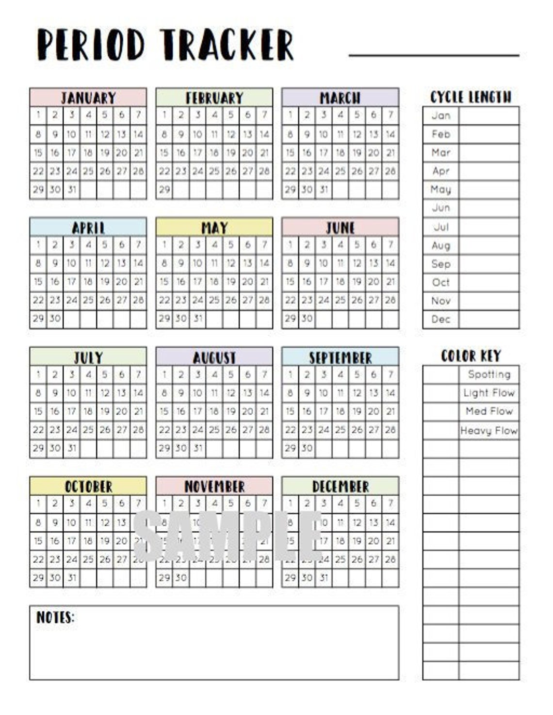 Period Calendar Printable