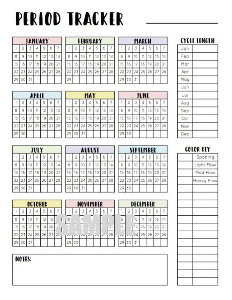 Period Tracker Printable Printable Templates
