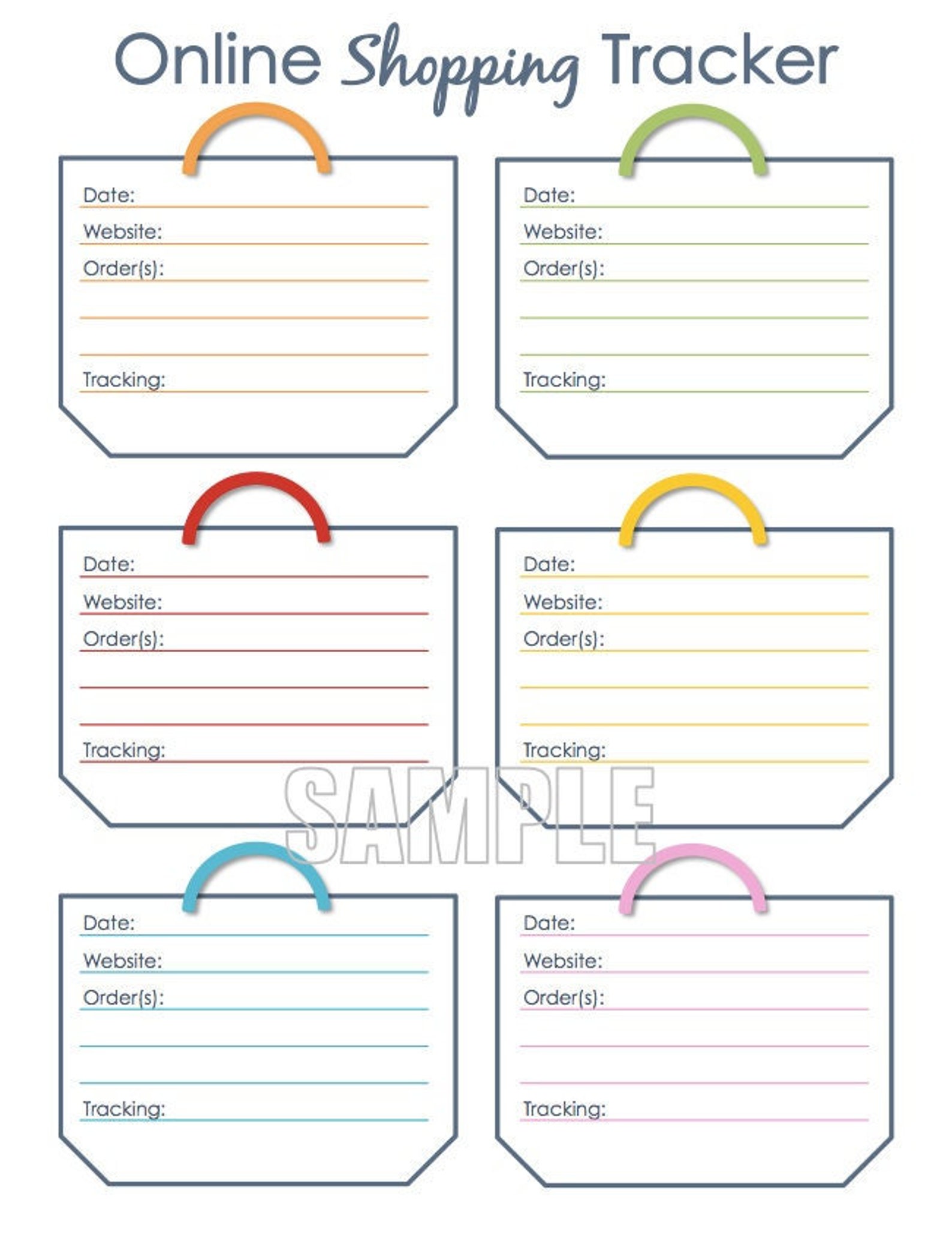 Online Shopping Tracker Bag Design Fillable Organizing Etsy