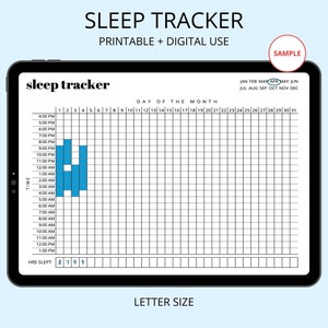 Sleep Tracker Sleep Journal, Sleep Log, Sleep Patterns, Health Tracker, Wellness Tracker, Printable PDF image 4