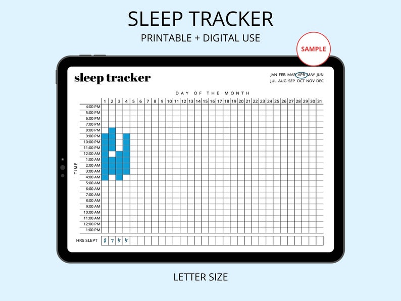 Sleep Tracker Sleep Journal, Sleep Log, Sleep Patterns, Health Tracker, Wellness Tracker, Printable PDF image 4