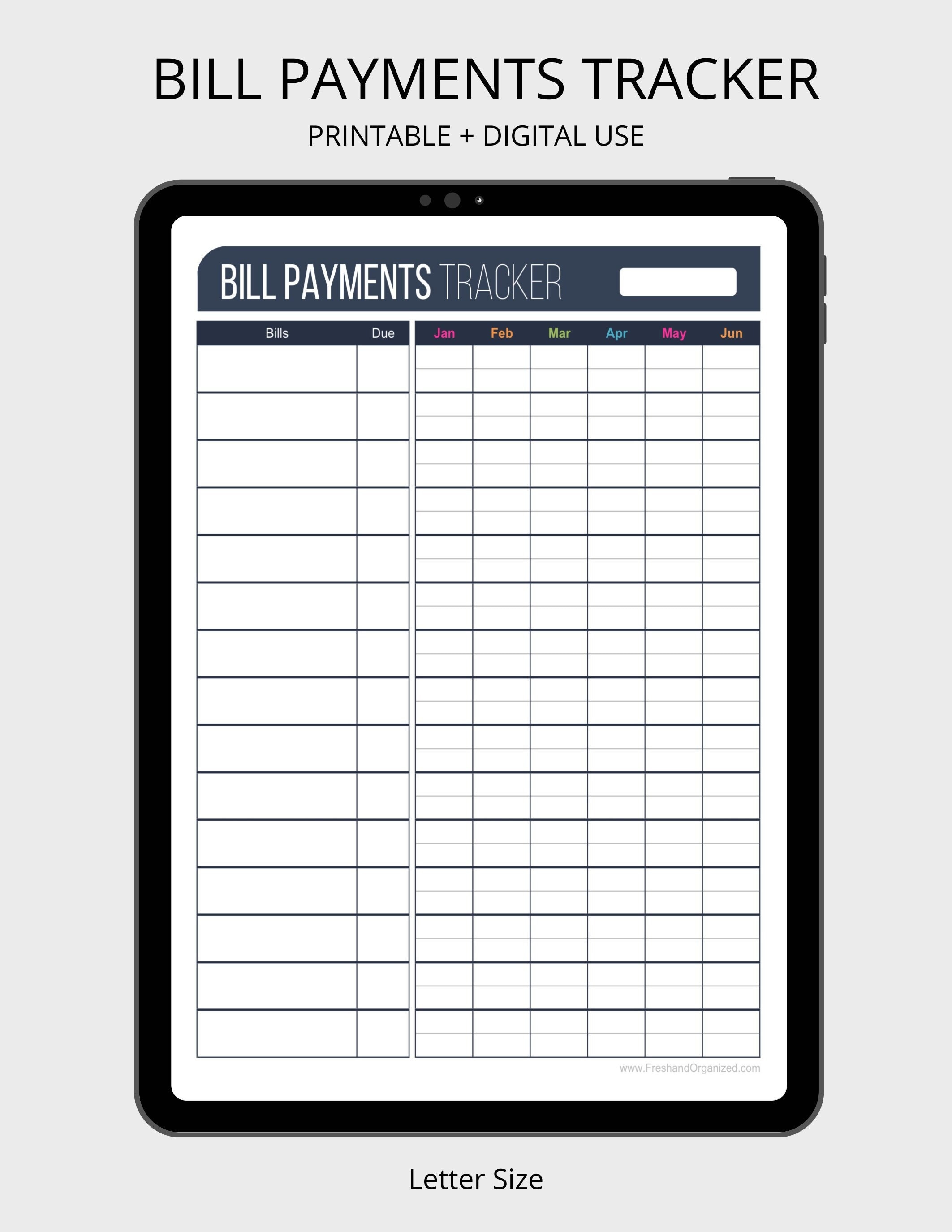 Bill Payments Tracker Plus Printable PDF, Fillable PDF, Personal ...
