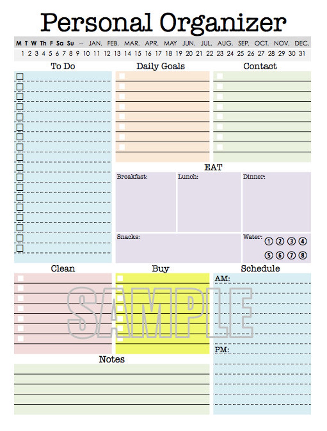 Organiser Daily Rss Personal Organizer Daily Planner Weekly Planner to Do - Etsy