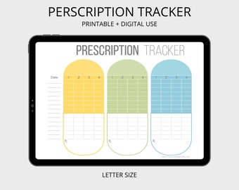 Prescription Tracker Printable - Medical Printable, Healthcare Printables, Fillable, DIY Medical Binder, Medicine Log, Medicine Tracker