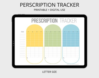 Recepttracker afdrukbaar - Medisch afdrukbaar, gezondheidszorgprintables, invulbaar, DIY medische binder, medicijnlogboek, medicijntracker