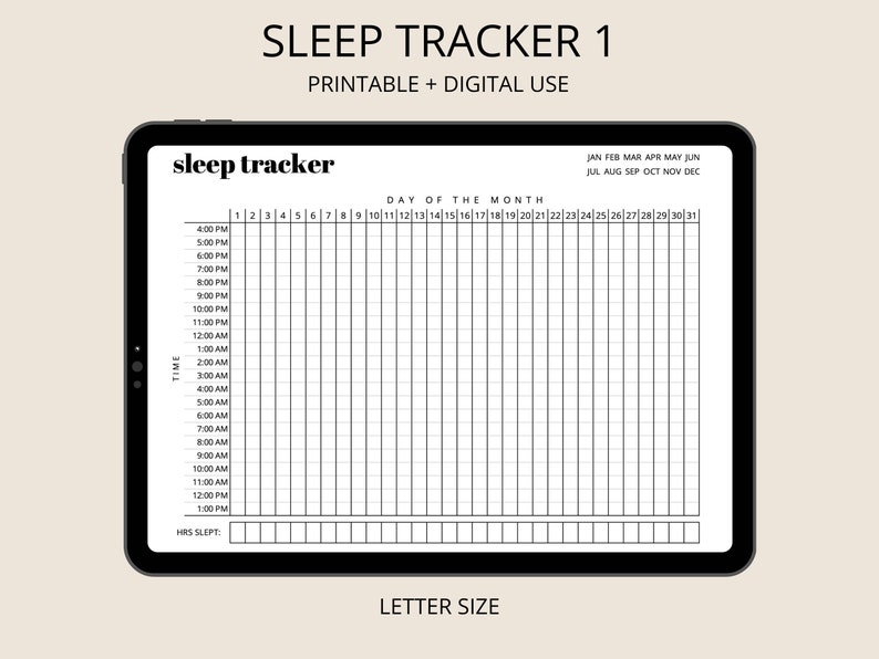 Sleep Tracker Sleep Journal, Sleep Log, Sleep Patterns, Health Tracker, Wellness Tracker, Printable PDF image 1