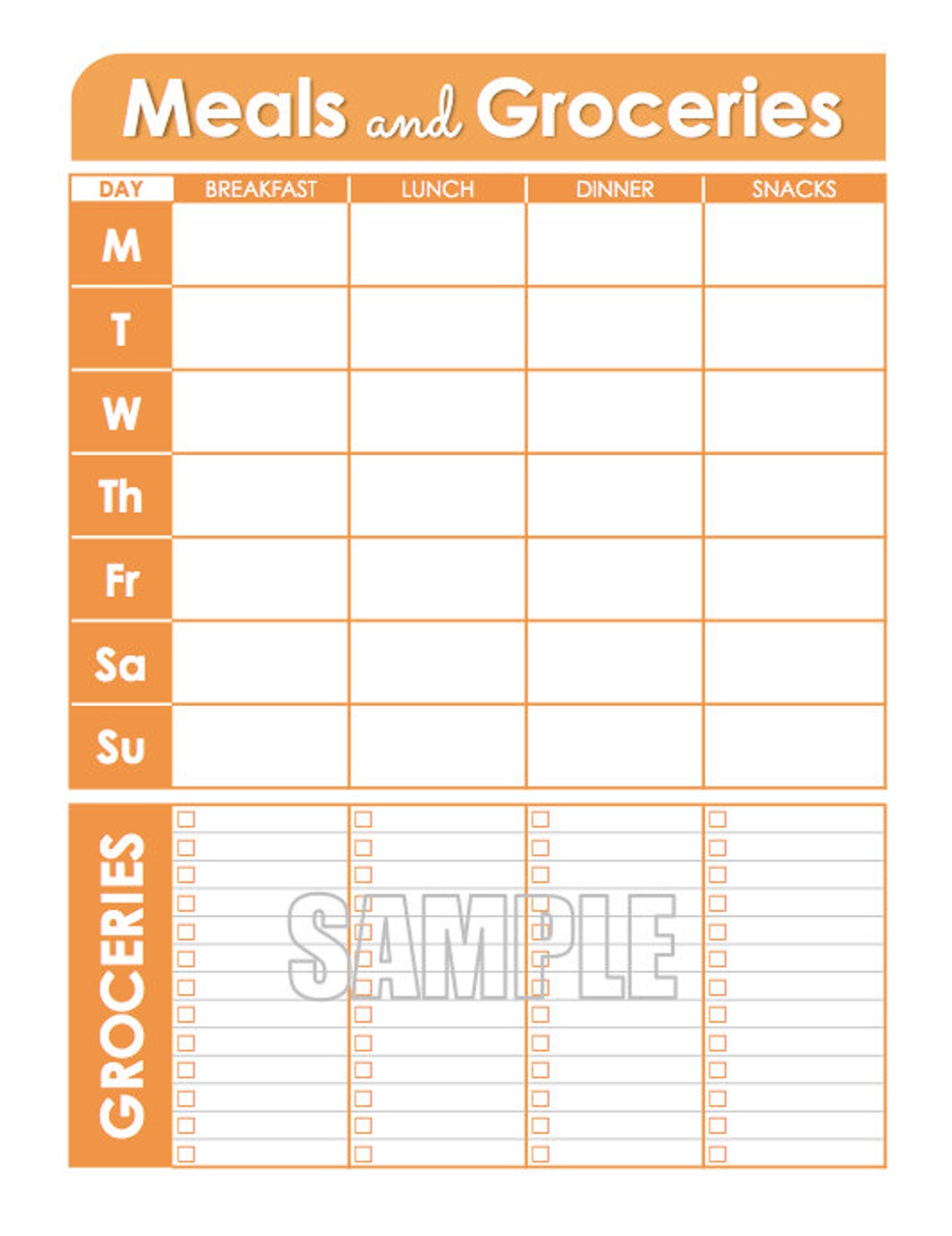 Meal Planning Set organizing printables Fillable meal | Etsy