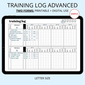 Journal d'entraînement Journal de musculation, journal d'exercices, journal de gym, PDF imprimable image 2