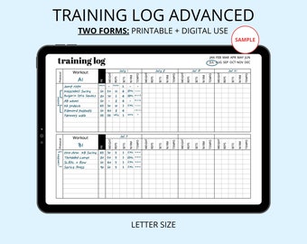 Training Log - Weight Training Log, Exercise Journal, Gym Log, Printable PDF