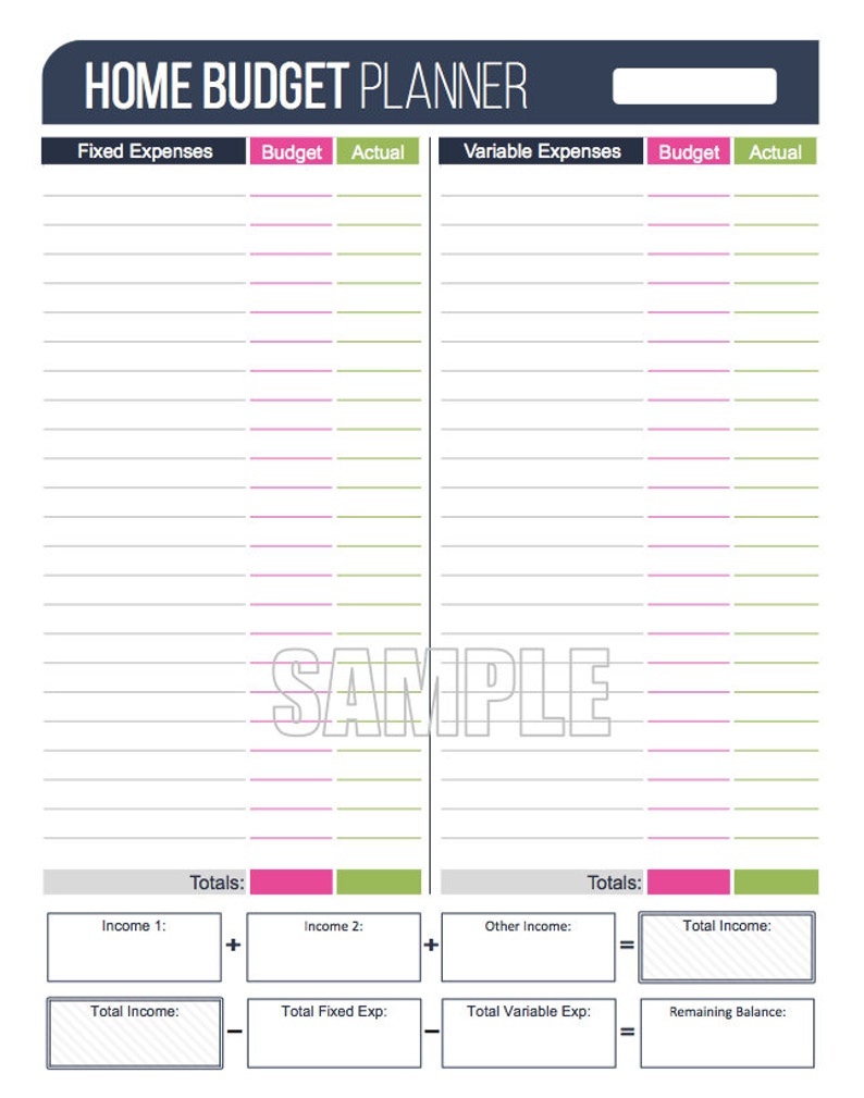 Home !   Budget Planner Worksheet Fillable Personal Finance Etsy - 