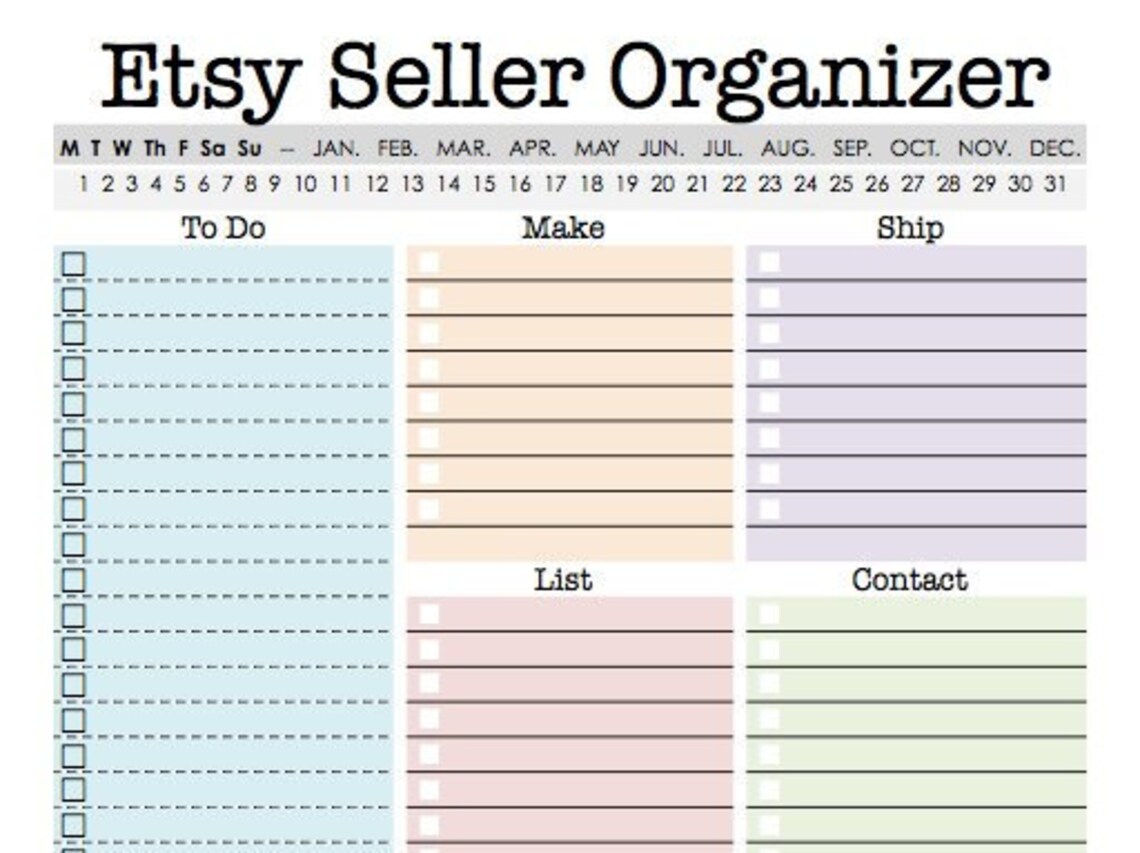 Etsy Seller Organizer Fillable Etsy Shop Owner, Seller Tool, to Do