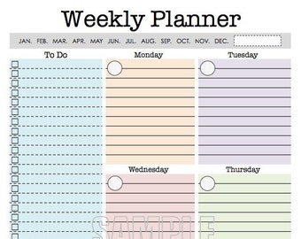 Weekly Planner Page - printable, weekly, organizer, week at a glance, to do, checklist,