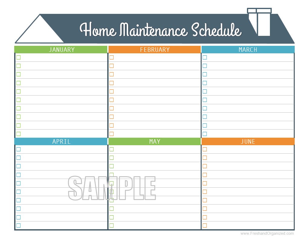 home maintenance schedule home maintenance calendar printable and editable organizing pdf instant download maintenance schedule format