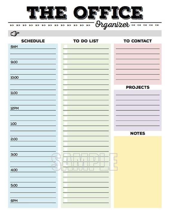 the office organizer planner page work planner office etsy day organizer printable
