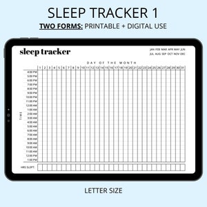 Sleep Tracker Sleep Journal, Sleep Log, Sleep Patterns, Health Tracker, Wellness Tracker, Printable PDF image 2