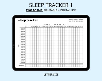 Sleep Tracker - Sleep Journal, Sleep Log, Sleep Patterns, Health Tracker, Wellness Tracker, Printable PDF