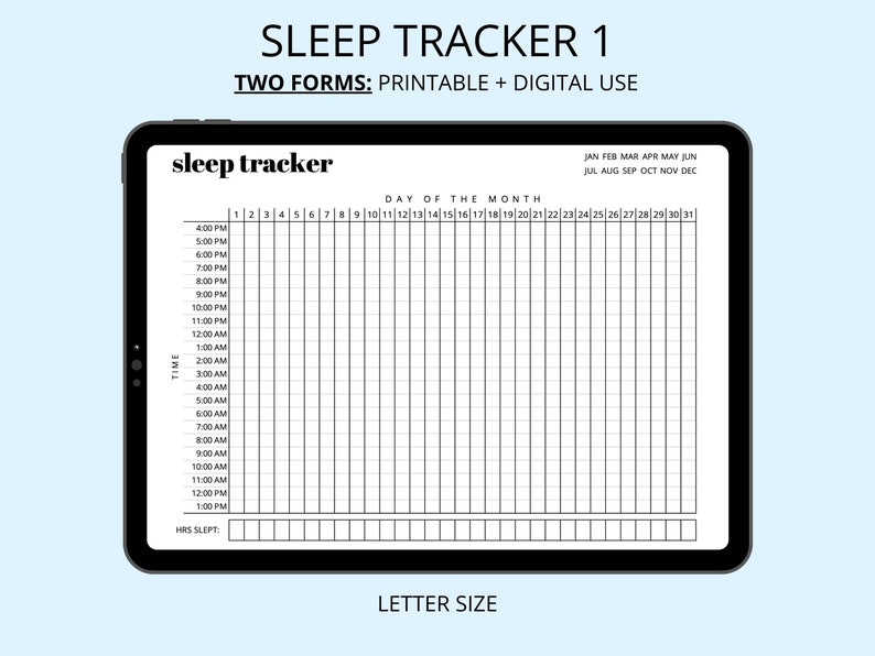 Sleep Tracker Sleep Journal, Sleep Log, Sleep Patterns, Health Tracker, Wellness Tracker, Printable PDF image 2