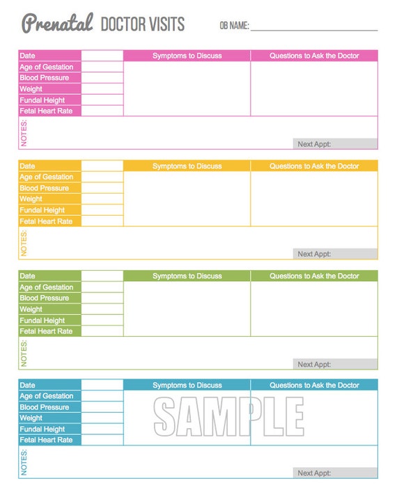 Prenatal Doctor Visits Pregnancy Medical Log Pregnancy Etsy - 
