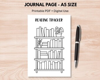 Imprimable lecture Tracker Book Shelf Style - Journal Tracker - Page Bujo, encart de journal A5, insertion de planificateur A5, tracker de livre