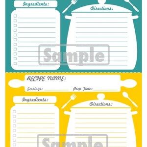 Recipe Cards - Printable - Fillable - INSTANT DOWNLOAD - Etsy