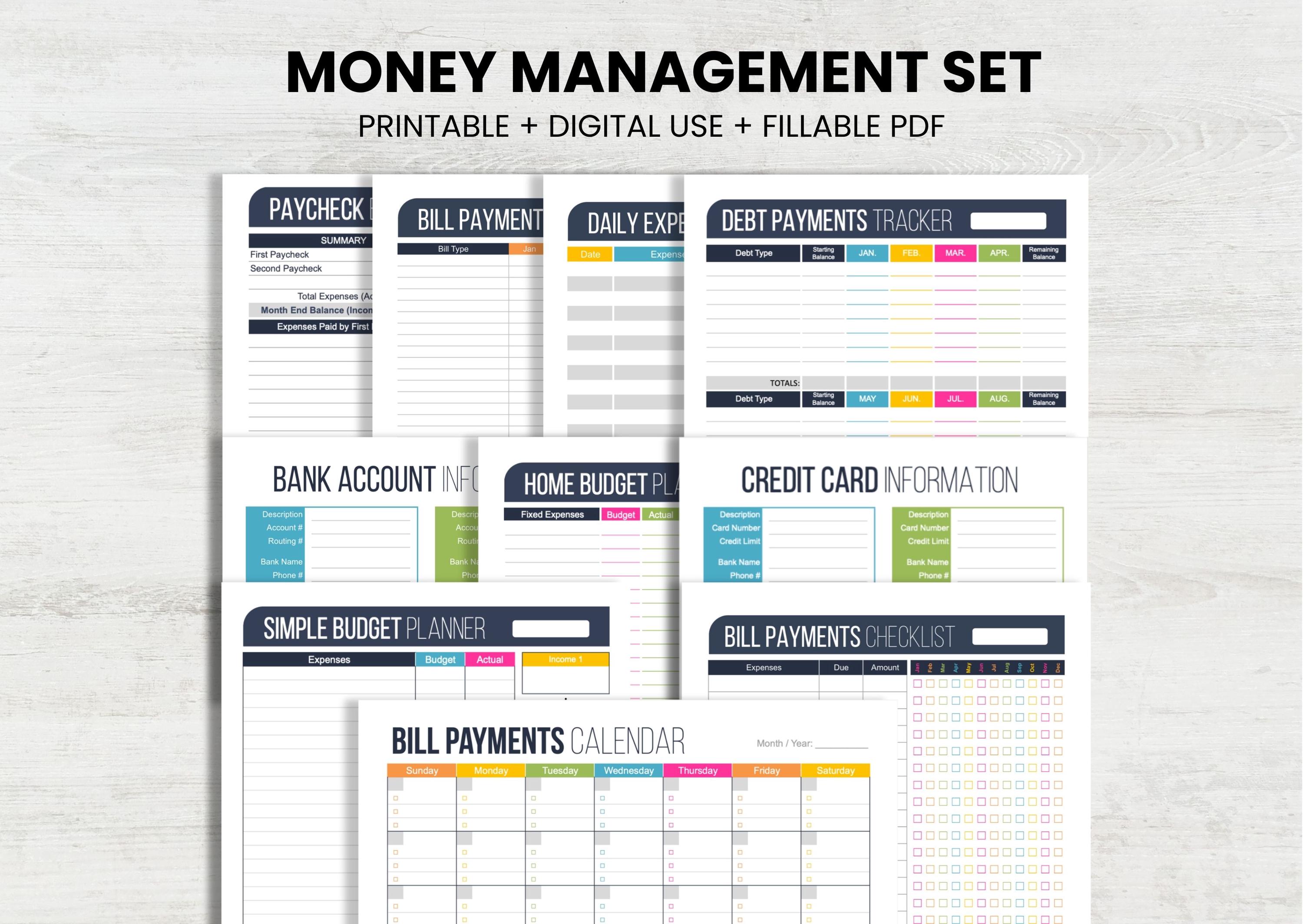 Money Checklist.pdf Money Management Set - Fillable, Financial Printables, Bill Organizer ...