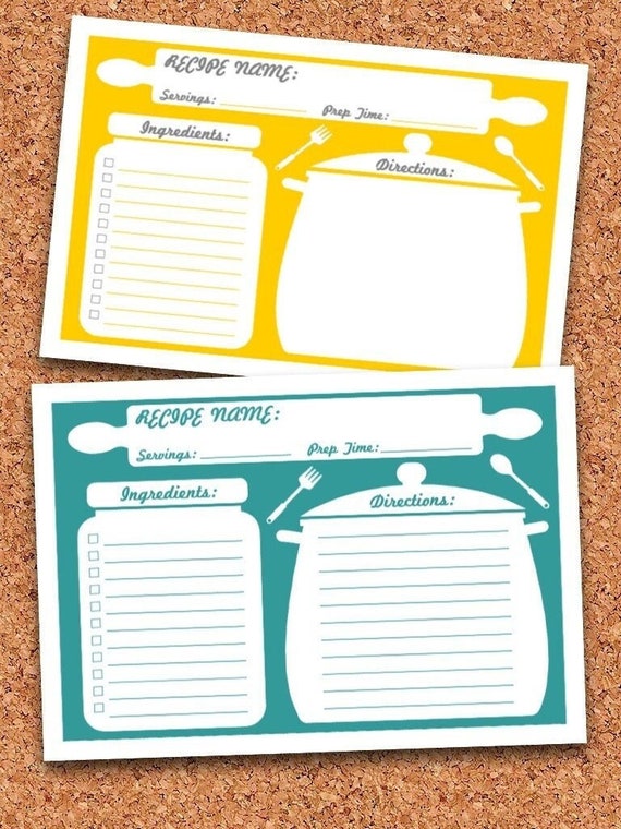 Recipe Cards Printable Fillable INSTANT DOWNLOAD - Etsy