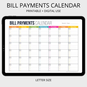 Factuurbetalingenkalender Persoonlijke financiën Organiseren van printables, financiële binder, factuurtracker, digitale planner, invulbare PDF, kosten afbeelding 1