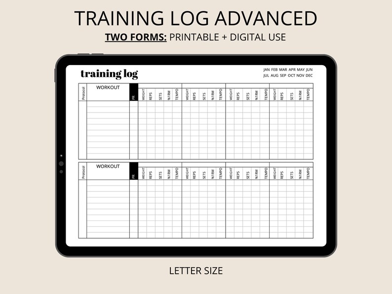 Journal d'entraînement Journal de musculation, journal d'exercices, journal de gym, PDF imprimable image 1