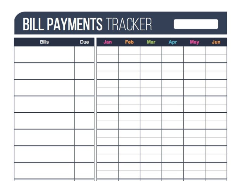 Bill Payments Tracker Plus Printable PDF Fillable PDF | Etsy