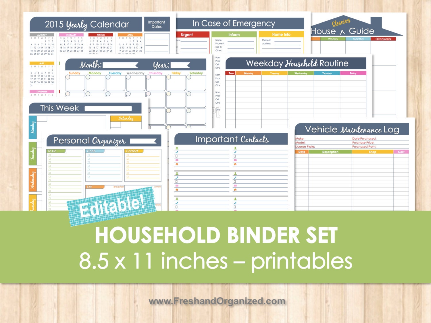 Household Binder Set Editable Organizing Printables Household | Etsy