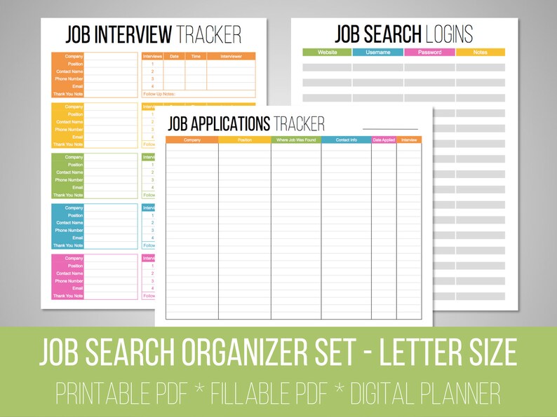 Job Search Organizer Set Job Search Tracker Interview Etsy - image 0
