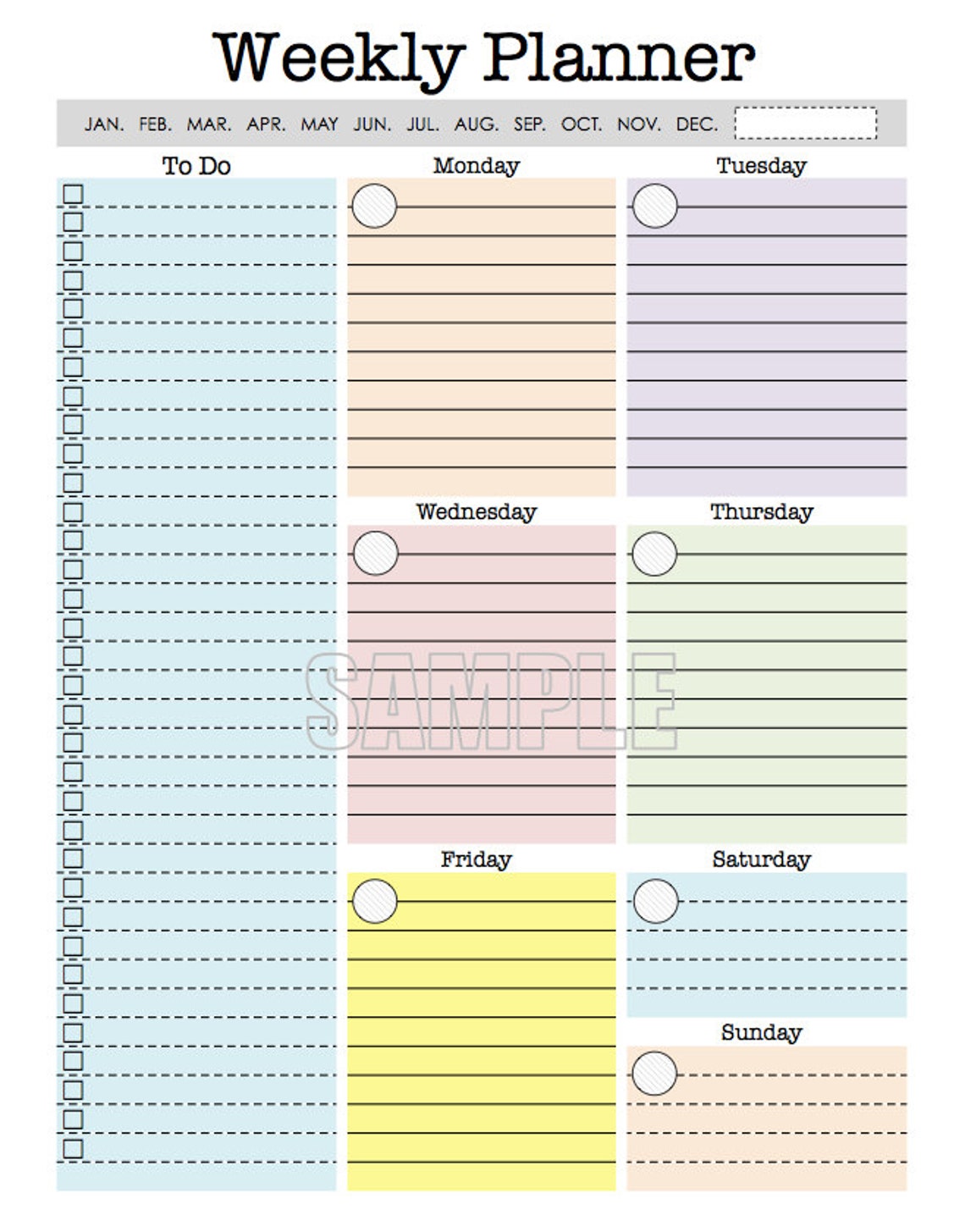 weekly planner page printable weekly organizer week at a