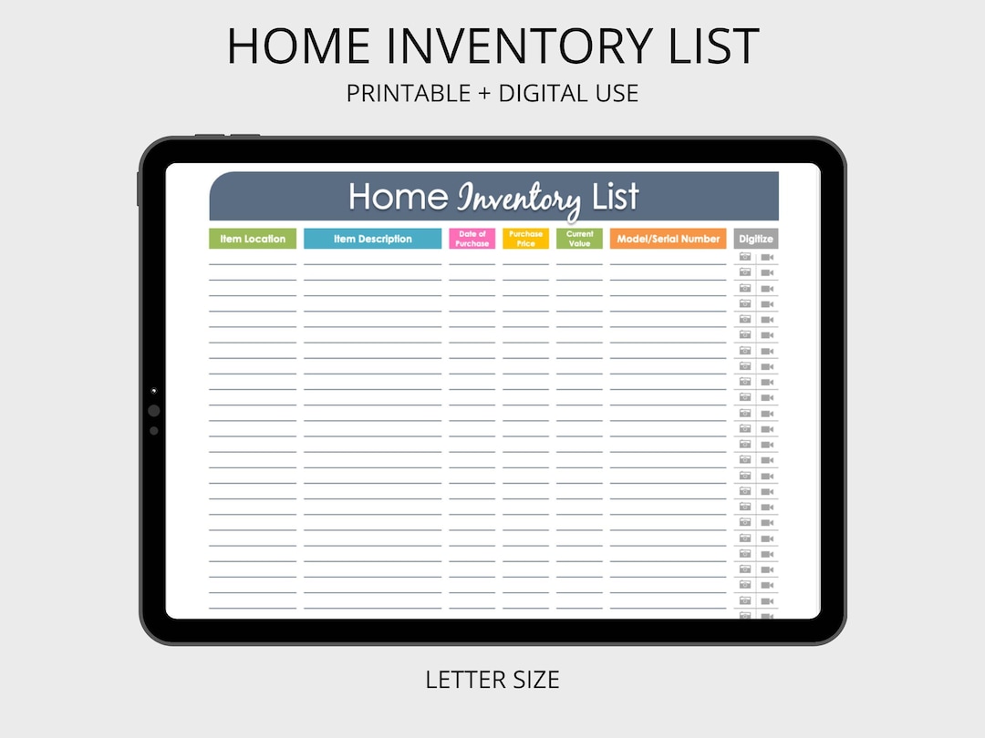 Home Inventory Organizing Printable Fillable Household Inventory Home Inventory Organizing Printable Fillable Household Inventory