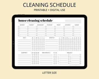 House Cleaning Schedule - Printable, Minimalist, Digital Planner, Cleaning Checklist, Home Maintenance Checklist