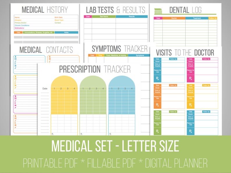 medical-printables-set-organizing-printables-fillable-etsy