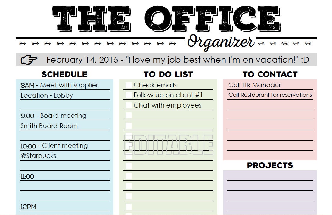 The Office Organizer Planner Page Work Planner Office - Etsy Canada