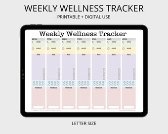 Weekly Wellness Tracker  - Fillable - workout planner, sleep log, food diary, activity tracker, mood tracker  - INSTANT DOWNLOAD