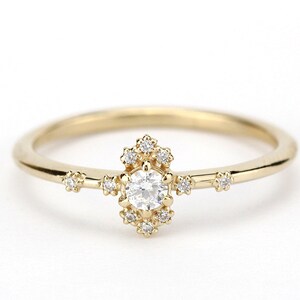 Delicate diamond ring, Yellow/rose/white gold, minimalist engagement ring, unique modern ring, simple ring, simple diamond ring