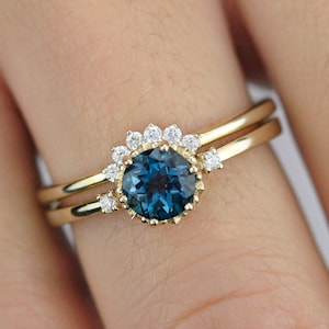 London blue topaz ring wedding band wedding set ring engagement ring diamond wedding band bridal set wedding set diamond ring