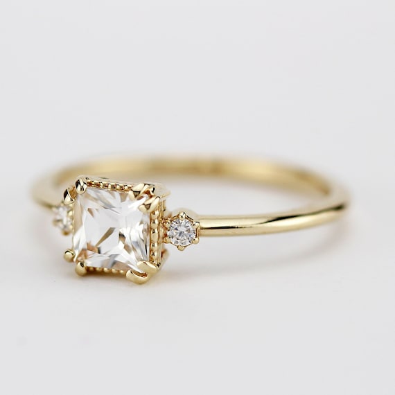 Princess Cut Engagement Ring Princess Cut Rings Delicate Ring
