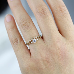 Engagement ring with wedding band set diamond engagement ring set unique image 6