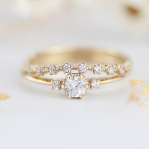 Engagement ring with wedding band set diamond engagement ring set unique image 4
